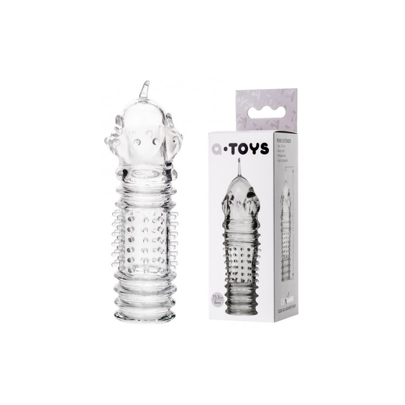 Прозрачная насадка на пенис с точечно-ребристым рельефом Toyfa Baldi