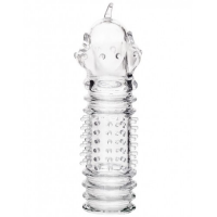 Прозрачная насадка на пенис с точечно-ребристым рельефом Toyfa Baldi