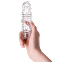Прозрачная насадка на пенис с точечно-ребристым рельефом Toyfa Baldi