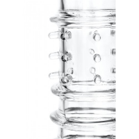 Прозрачная насадка на пенис с точечно-ребристым рельефом Toyfa Tark