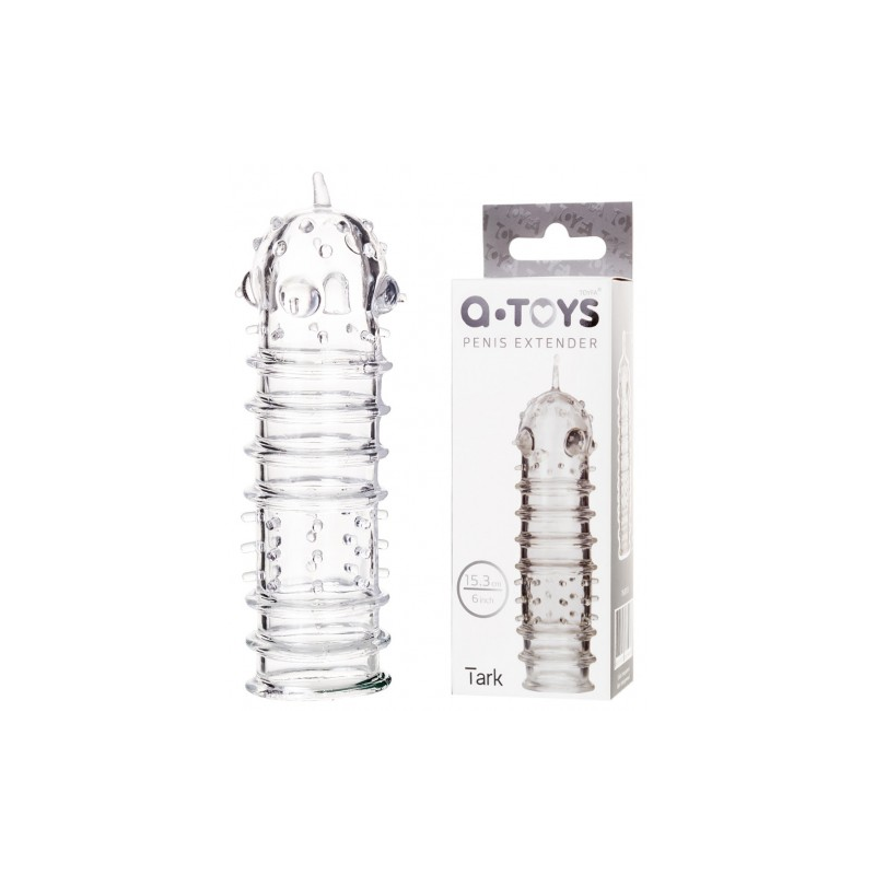 Прозрачная насадка на пенис с точечно-ребристым рельефом Toyfa Tark
