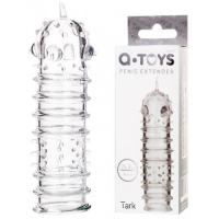 Прозрачная насадка на пенис с точечно-ребристым рельефом Toyfa Tark