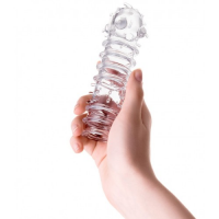 Прозрачная насадка на пенис с точечно-ребристым рельефом Toyfa Tark