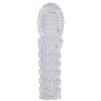 Прозрачная насадка на пенис с точечно-ребристым рельефом Crystal Clear