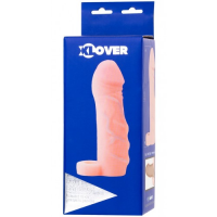 Увеличивающая насадка на пенис с кольцом для мошонки Toyfa Xlover + 3 см