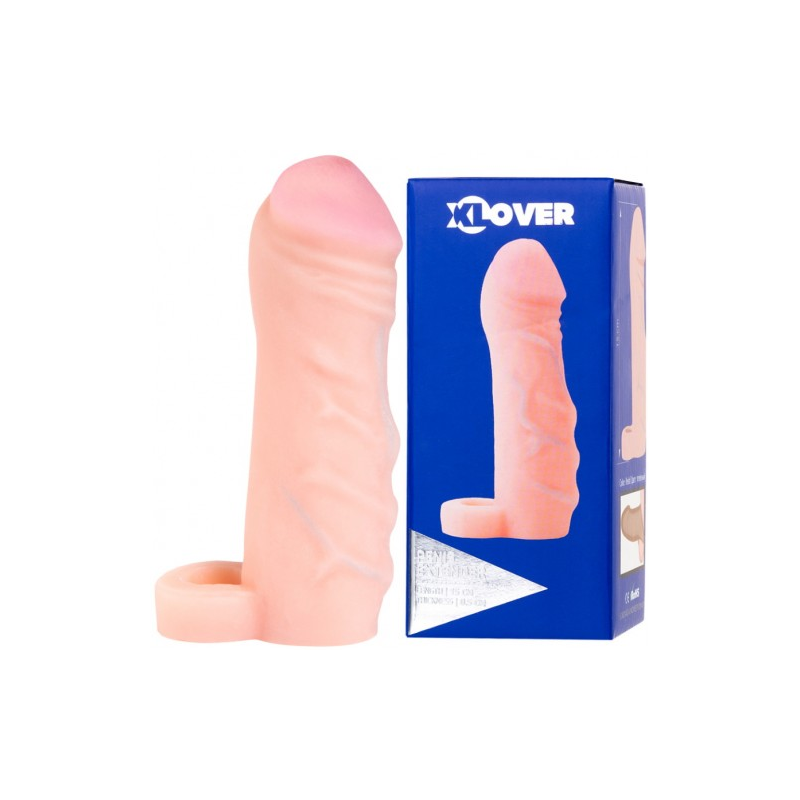 Увеличивающая насадка на пенис с кольцом для мошонки Toyfa Xlover + 3 см