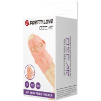 Рельефная насадка на пенис с открытой головкой Pretty Love Oscar телесная