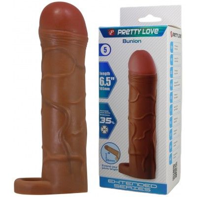 Удлиняющая насадка с креплением под мошонку Pretty Love Bunion мулат + 2,5 см
