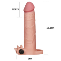 Насадка на пенис с вибрацией X-Tender Penis Sleeve телесная + 5 см к длине