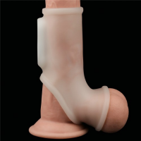 Гладкая вибронасадка на пенис и мошонку Vibrating Silk Knights Ring with Scrotum Sleeve