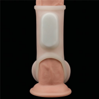 Гладкая вибронасадка на пенис и мошонку Vibrating Silk Knights Ring with Scrotum Sleeve