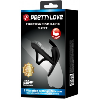Вибронасадка на пенис с двойным эрекционным кольцом Pretty Love Vibrating Penis Sleeve Matty