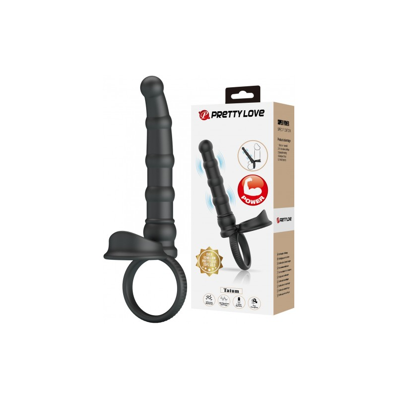 Вибронасадка для двойного проникновения с петлей на мошонку Pretty Love Tatum