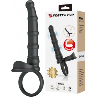 Вибронасадка для двойного проникновения с петлей на мошонку Pretty Love Tatum