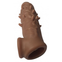 Удлиняющая насадка на пенис с вибрацией Jiuai мулат + 5 см