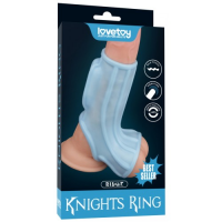 Рельефная насадка на пенис с вибрацией Ridge Knights голубая