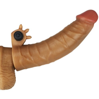 Насадка на пенис с вибрацией Revolutionary Silicone Nature Extender мулат + 4 см к длине