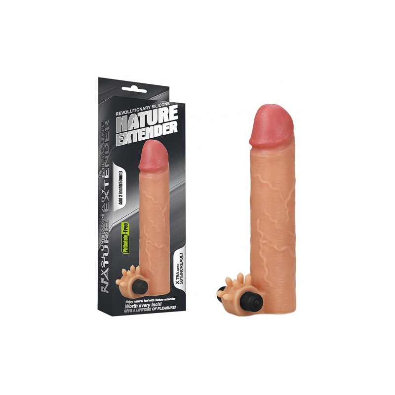 Насадка на пенис с вибрацией Revolutionary Silicone Nature Extender + 5 см к длине