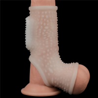 Рельефная вибронасадка на пенис и мошонку Vibrating Drip Knights Ring with Scrotum Sleeve