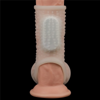 Рельефная вибронасадка на пенис и мошонку Vibrating Drip Knights Ring with Scrotum Sleeve