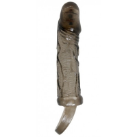 Увеличивающая вибронасадка на пенис с петлей под мошонку черного цвета Penis Sleeve Carson + 3 см