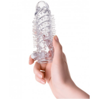 Прозрачная насадка на пенис Toyfa A-Toys Fril с вибропулей 13 см
