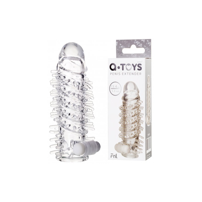 Прозрачная насадка на пенис Toyfa A-Toys Fril с вибропулей 13 см