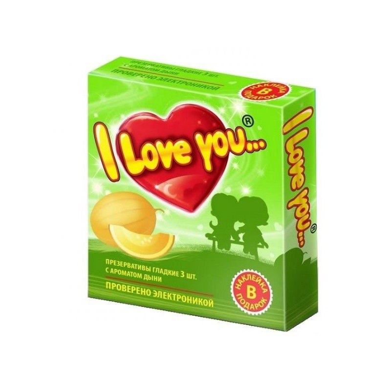 Презервативы с ароматом дыни I Love You + наклейка