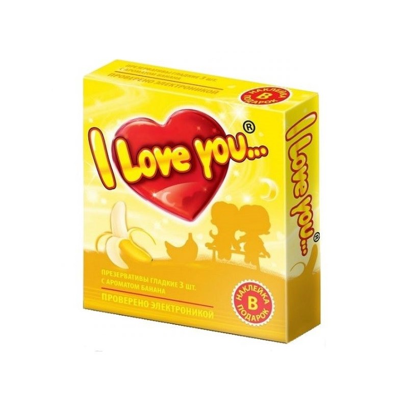 Презервативы с ароматом банана I Love You + наклейка