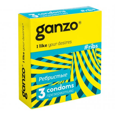 Презервативы Ganzo №3 Ribs ребристые