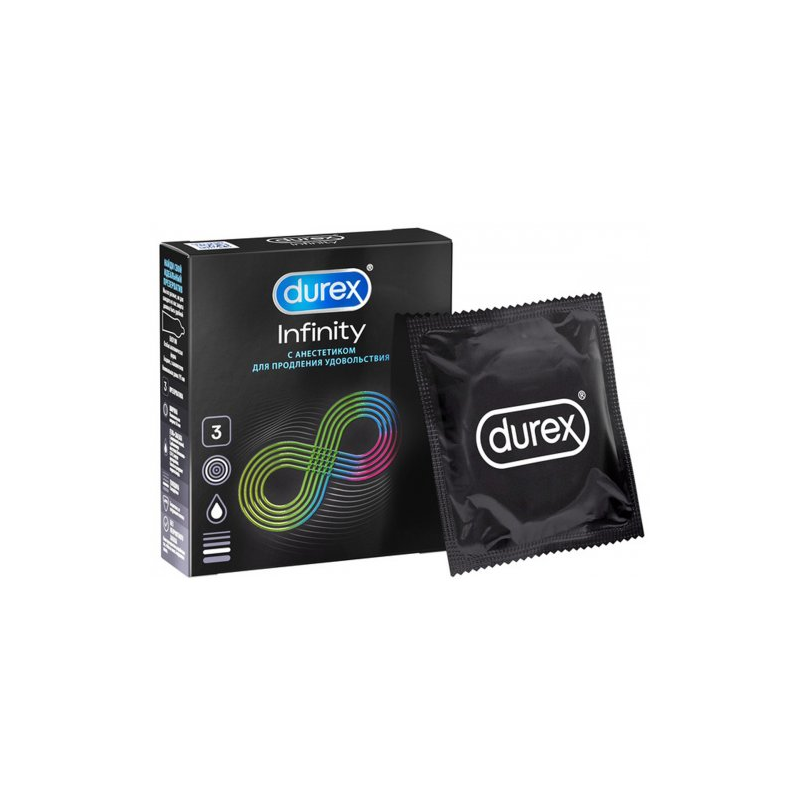 Презервативы Durex №3 Infinity гладкие с анестетиком