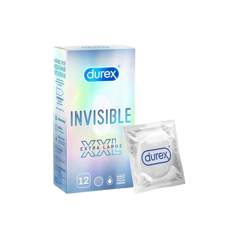 Презервативы Durex №12 Invisible XXL ультратонкие увеличенного размера