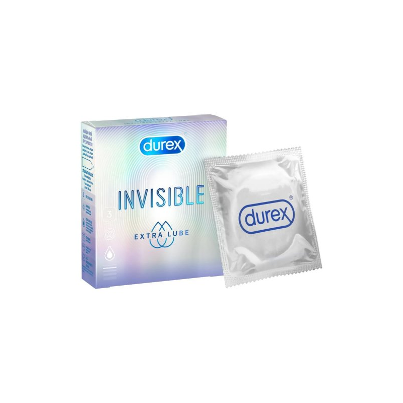 Презервативы Durex №3 Invisible Extra Lube ультратонкие c дополнительной смазкой