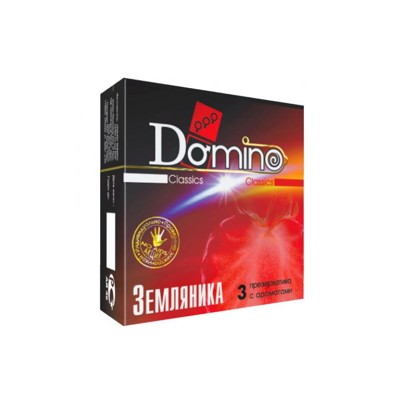 Презервативы Domino Classic с ароматом земляники 3 шт