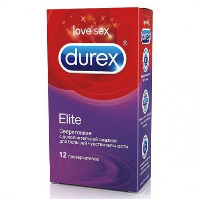 Презервативы Durex №12 Elite тонкие с дополнительной смазкой
