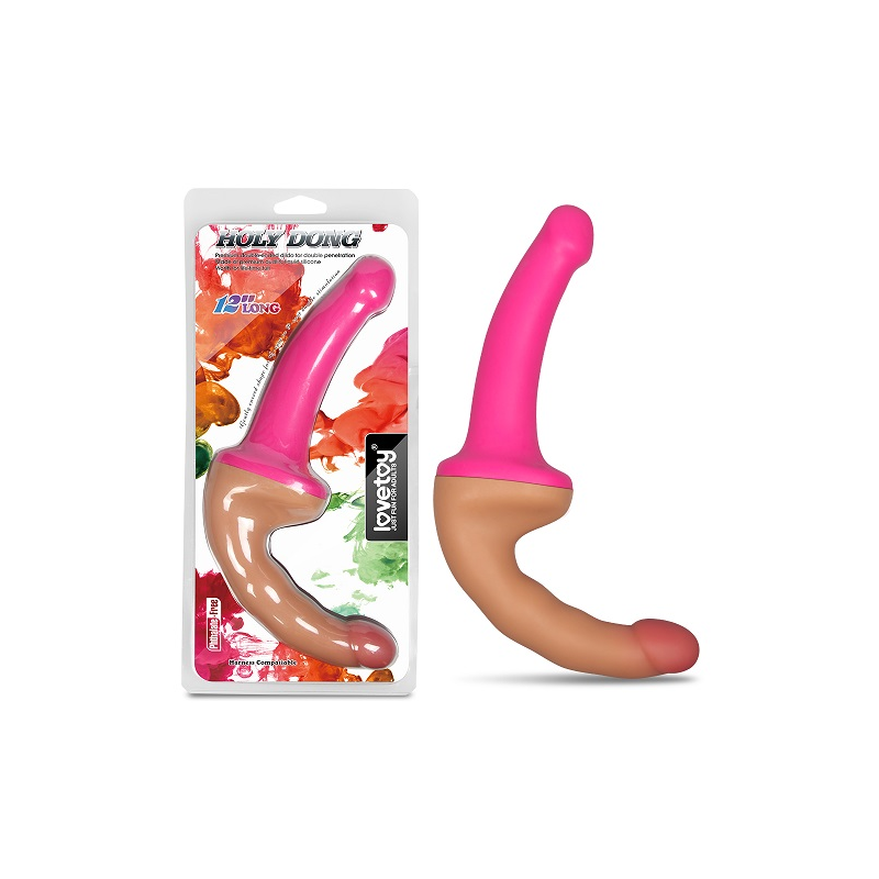 Двусторонний фаллоимитатор телесный с розовым