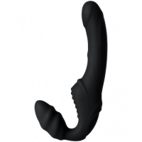 Безремневой страпон с вибрацией Black and Red by Toyfa 35 см