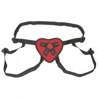 Трусики-сердечко для страпона с кармашком для вибропули