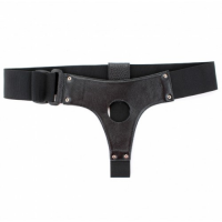 Кожаные черные трусики для страпона