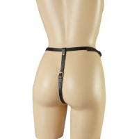 Кожаные трусики для страпона с двумя насадками Sitabella