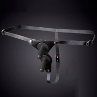 Кожаные трусики для страпона с двумя насадками Sitabella