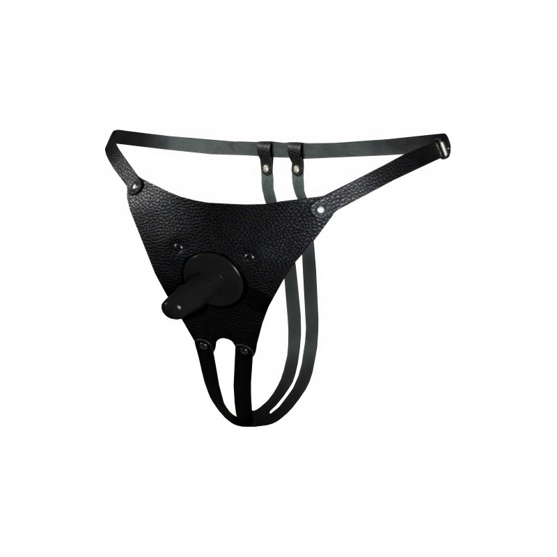 Кожаные трусики со штырьком для страпона Sitabella