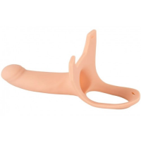 Реалистичный фаллопротез на ремнях Strap-On + 5 см к длине