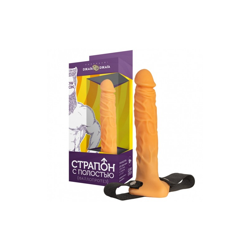 Реалистичный фаллопротез на ремне 19 см