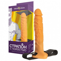 Реалистичный фаллопротез на ремне 19 см