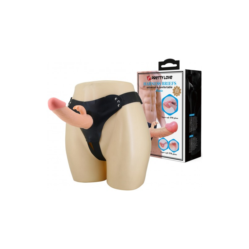 Фаллопротез с клиторальным стимулятором на трусиках Pretty Love Harness Briefs Mavis 19 см