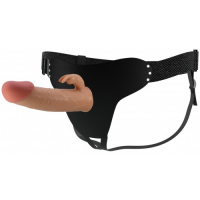 Фаллопротез с клиторальным стимулятором на трусиках Pretty Love Harness Briefs Mavis 19 см