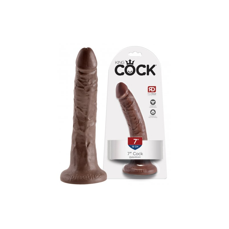 Реалистичный фаллоимитатор мулат на присоске King Cock Brown 18 см