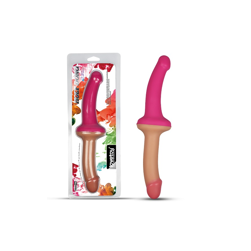 Двусторонний фаллоимитатор телесный с розовым