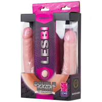 Двойной фаллоимитатор Lesbi Touch телесного цвета 42 см